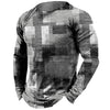 Vintage Men's Long Sleeve T-shirt Tops Plaid Print Autumn Oversized Sweatshirt Male O-neck Casual Daily Streetwear Men Clothing