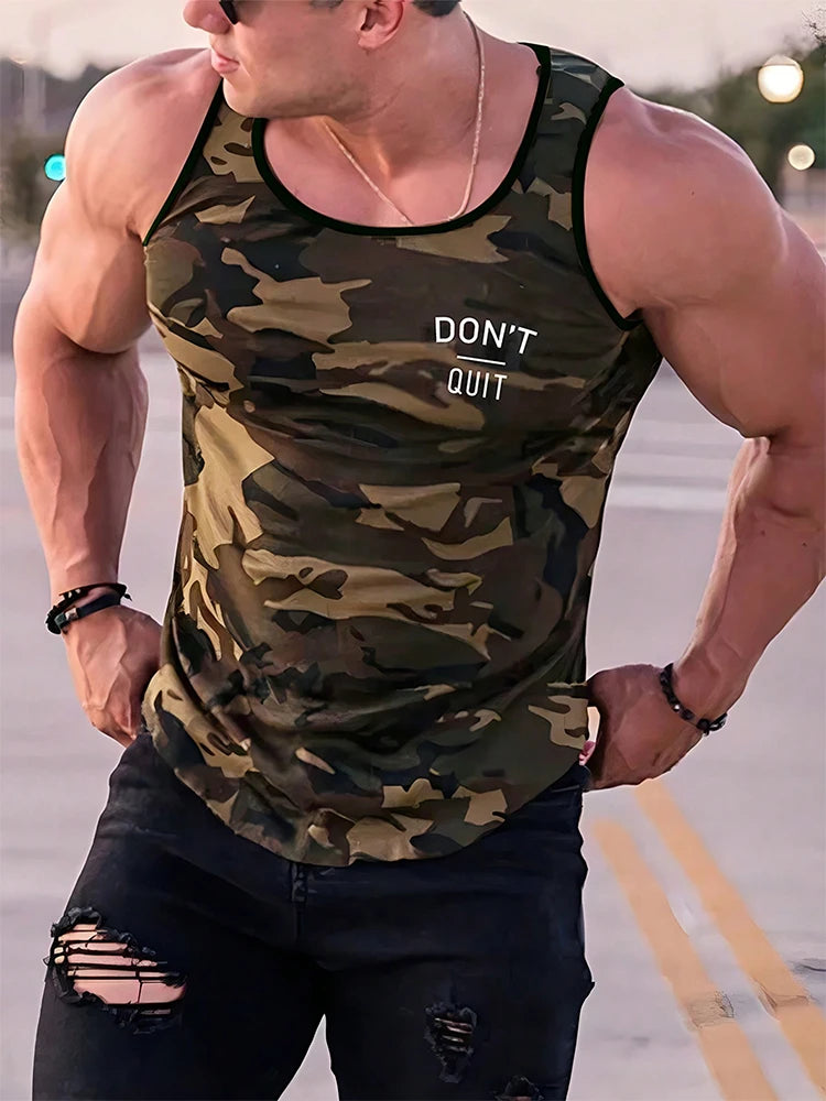 2025 3D Camouflage Printed Men's Tank Top Outdoor Sports Men's Fitness Tank Top Summer Everyday Fashion Men's Sleeveless T-shirt
