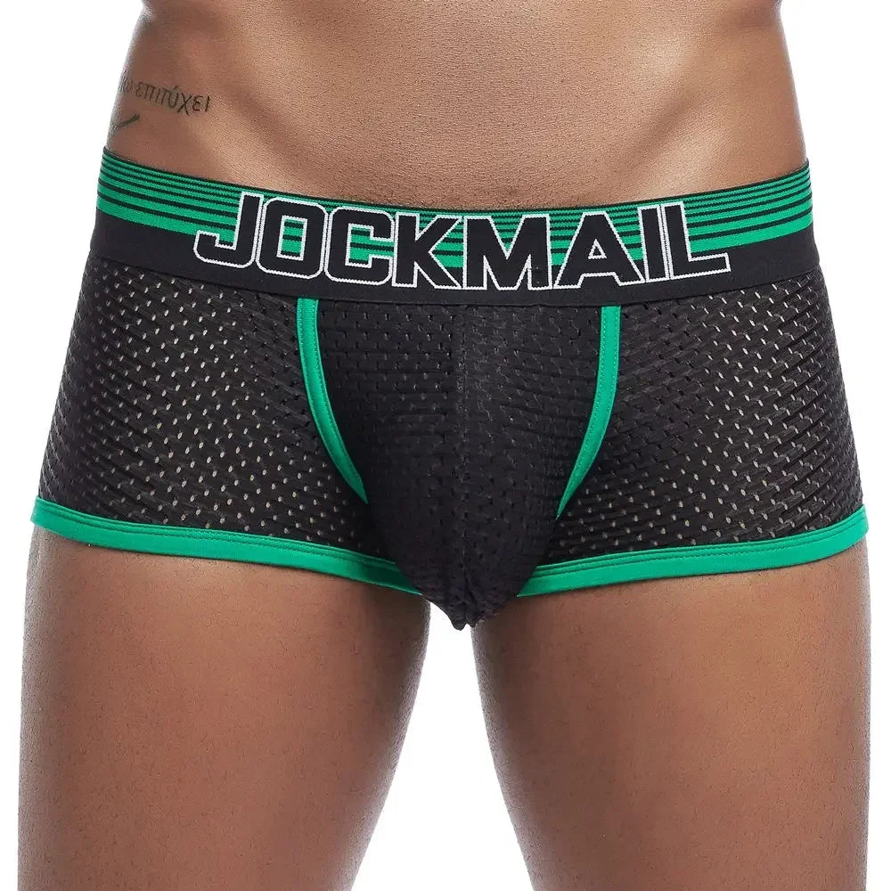 JOCKMAIL Mens Boxer Sexy Underwear Soft  Underpants Male Panties 3D Pouch Boxer Shorts Pants Short Mesh Breathable Quick Drying