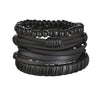 New Trendy Retro 4pcs/Set Bracelets & Bangles Men's Multilayer Black Leather Jewelry Charm Pulseiras Boyfriend Wristband