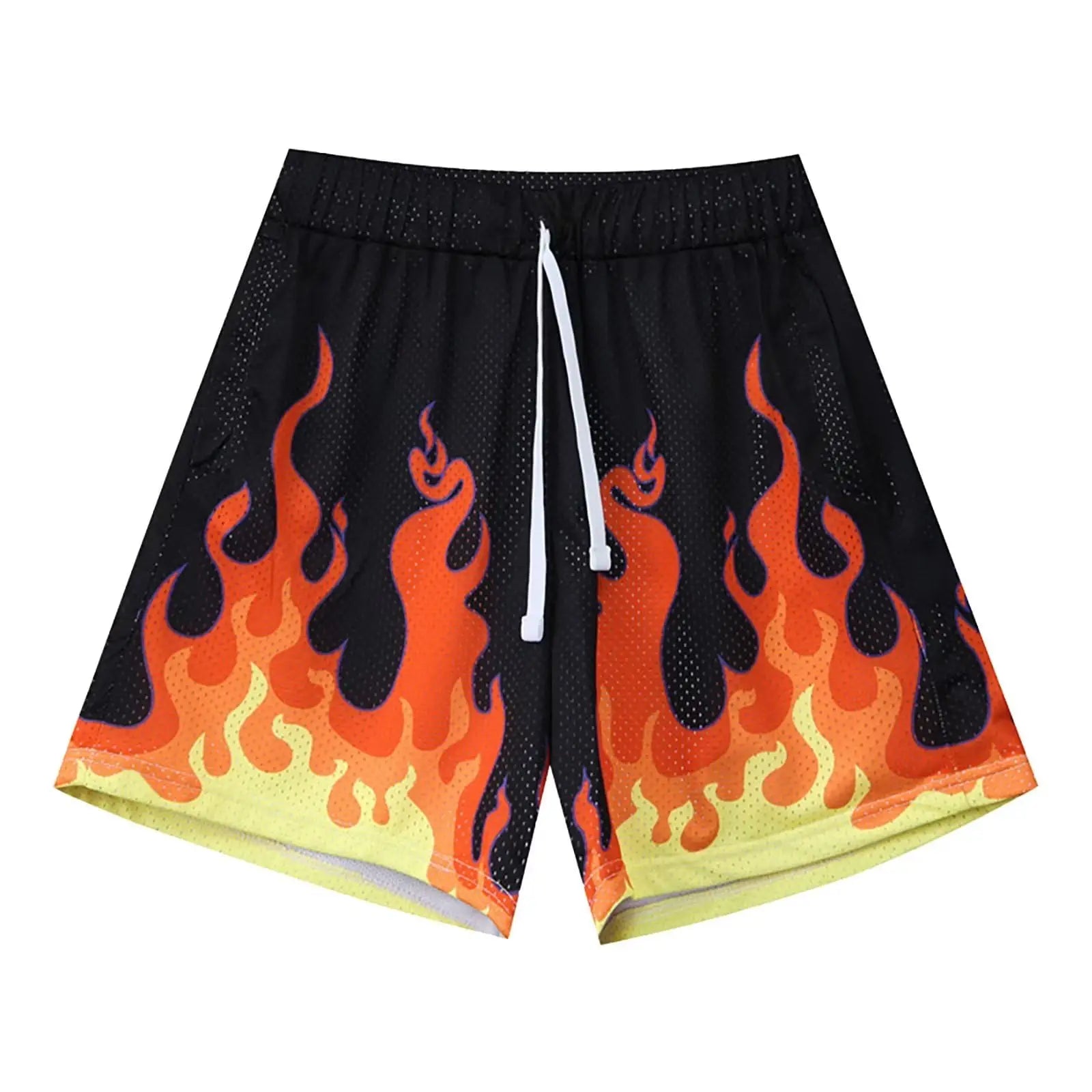 Men's Flame Pattern Basketball Shorts Boys Summer Cool Hawaii 3D Printed Casual Swim Trunks Quick Dry Surfboard Shorts