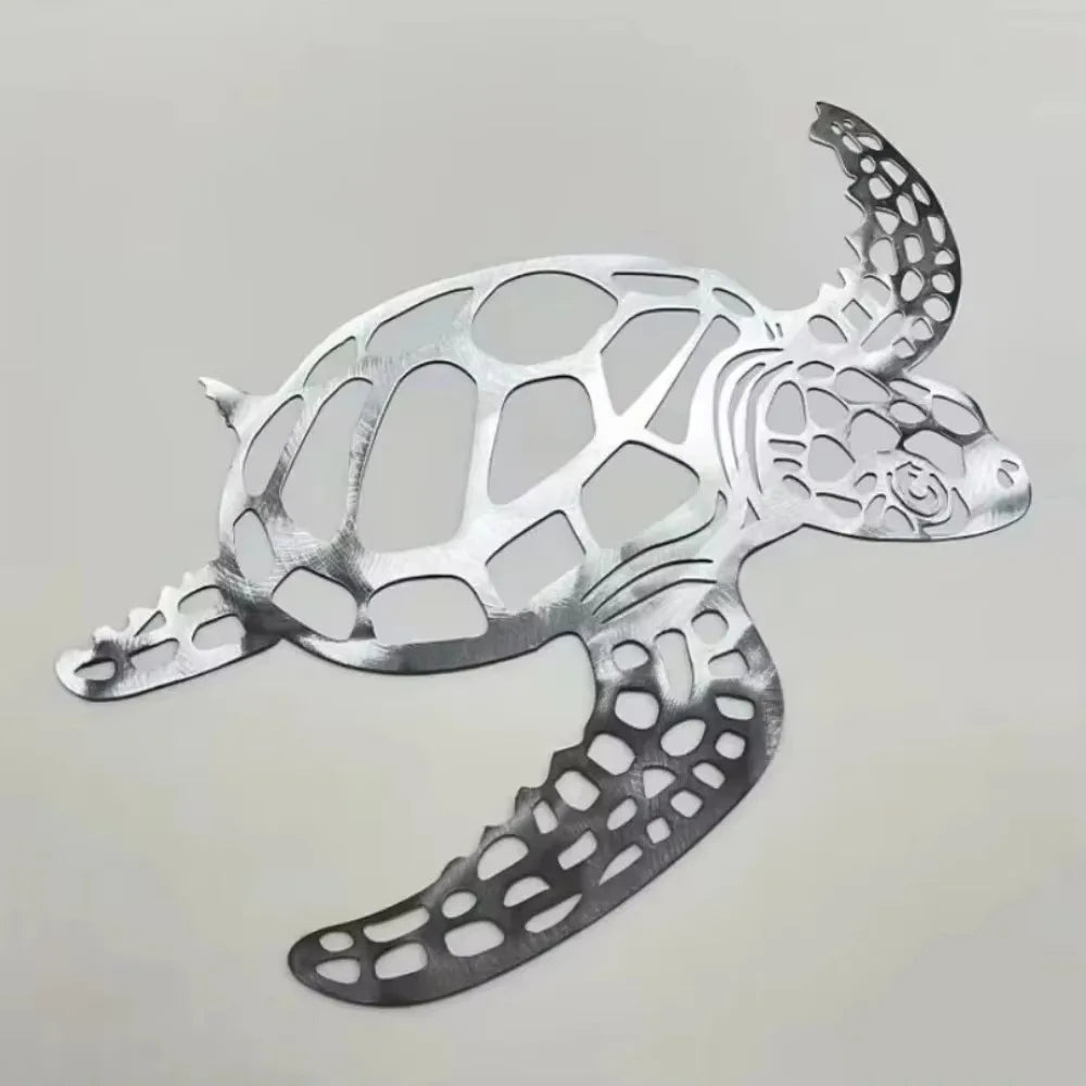 Sophisticated Metal Sea Turtle Decor Piece – Beach Themed Wall Art for Kitchen, Bathroom, and Living Quarters. Perfect