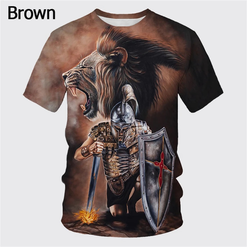 Fashion Retro Knights Templar 3D Printed Men's T-Shirts Summer Casual Streetwear Couple Tees Short Sleeve Tops Drop Shipping 5XL