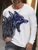 2024 new men's long-sleeved t-shirt 3d printed high-definition wolf animal print men's autumn tops casual round neck t-shirt