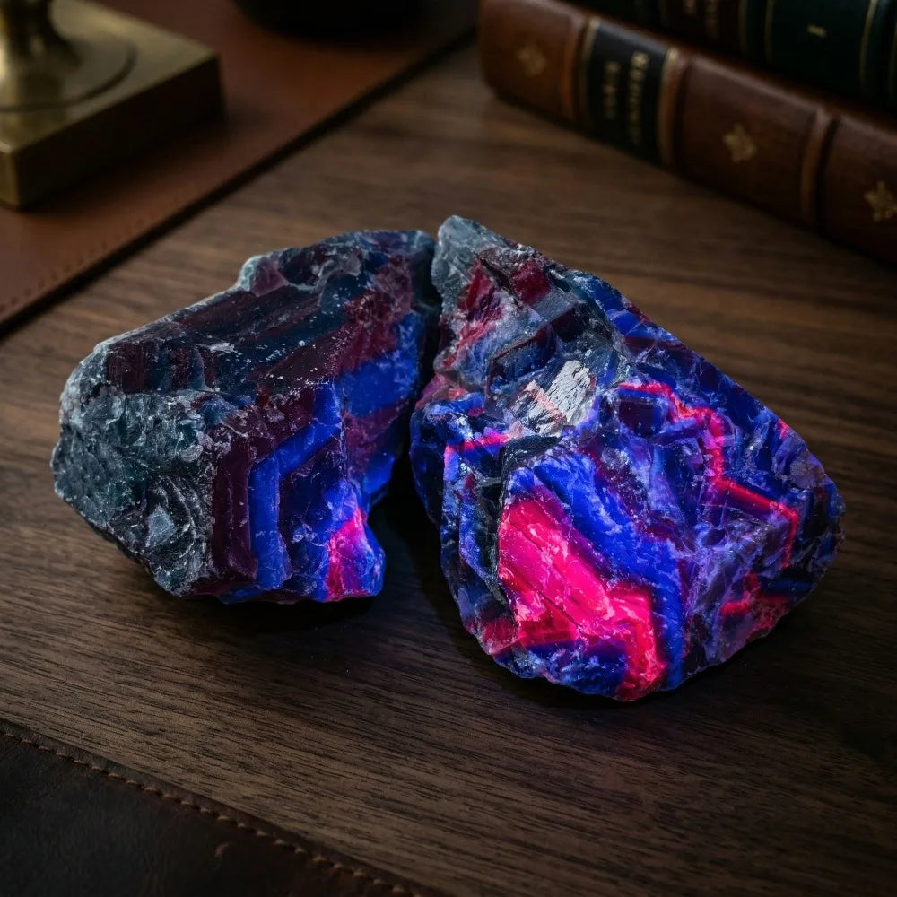 Natural Black Rose Fluorite Specimen Intense Red & UV Reactive Mineral Speciman Home Decoration Unique Holiday Gifts