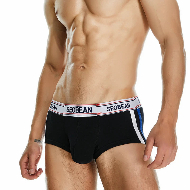 SEOBEAN Brand Men's Boxers Briefs Breathable Cotton Underwear Men Underpants Boxer Shorts U convex Bag 2023 New Boxer For Man