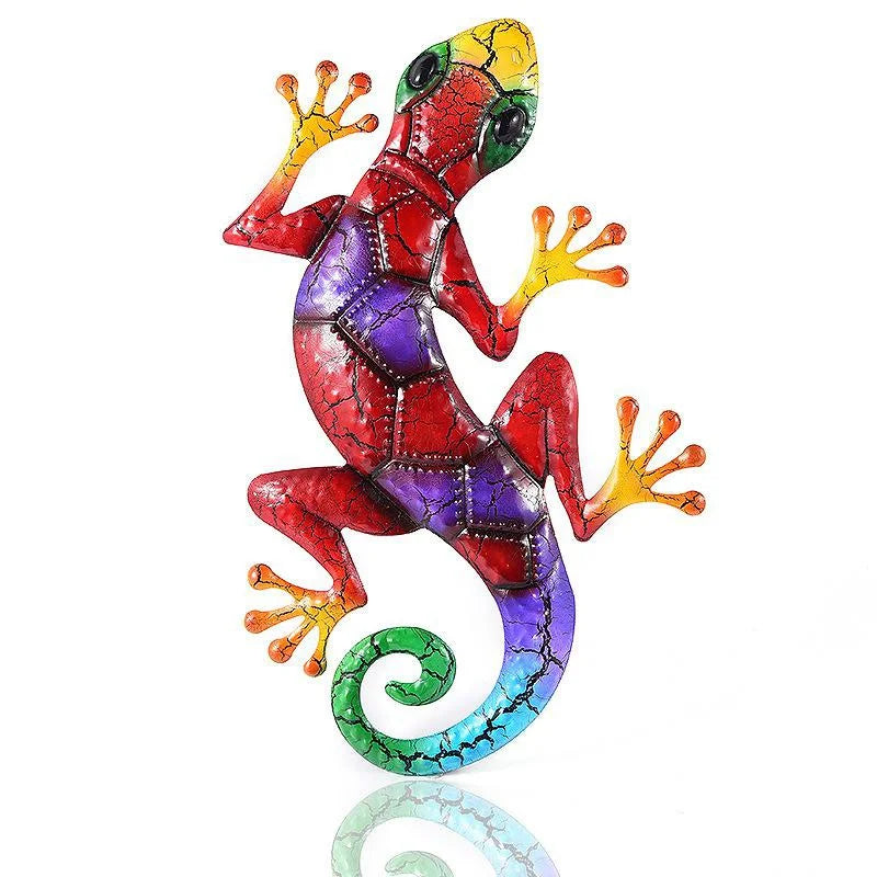 Metal Gecko Yard Garden Decoration for Outdoor Statues Home-garden Wall Decor Miniature Accessories Sculpture Lizard Ornaments