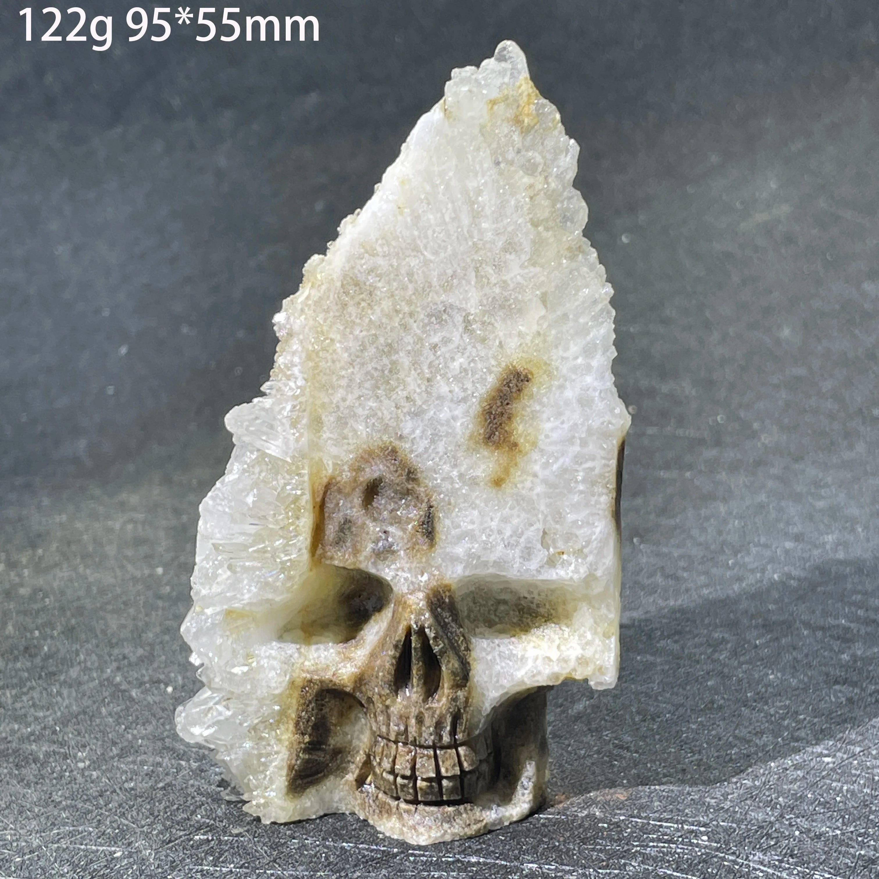 Natural Crystal Carving Skull Stone Clear Quartz Cluster Polished Rock