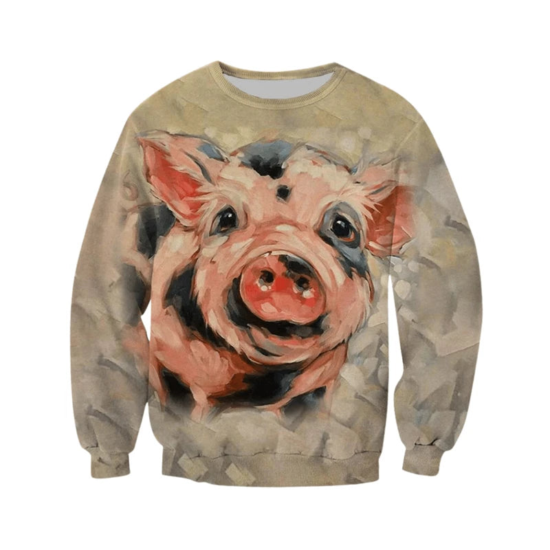 Funny Animal Pattern Sweatshirt Men's Clothing Hip Hop Cool Street Pullover Top 3D Print Cute Pig Sloth General Harajuku Hoodie