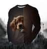 Visual Kitten Fashion Print Men's T-shirt Fashion Long Sleeve T-shirt Casual Round Neck Street Top Loose Pullover Autumn