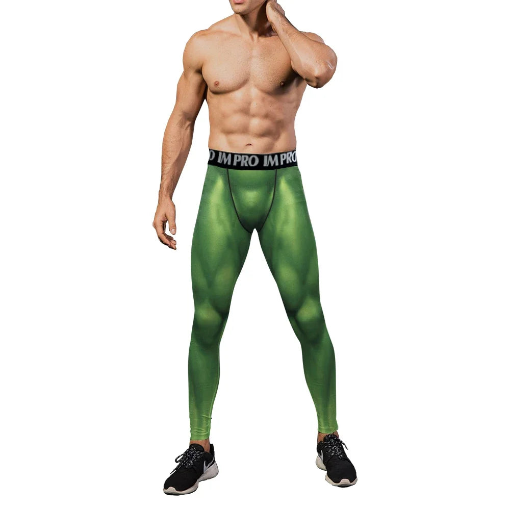 VIP FASHION 3D Muscle Printed Compression Leggings Gym Clothing Men Running Tights Jogging Pants Anime Party Cosplay Costume