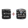 1 Fashion Bracelet Viking  Bracelet For Men Hand Bracelets Woven Skull Hand Jewelry Adjustable Leather Set Bracelet For Leather