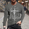 Fashion Jesus Cross Pattern T Shirt For Men 3D Lion Print Long Sleeve T-shirt Hip Hop Trend Vintage Clothes Oversized Cotton Top