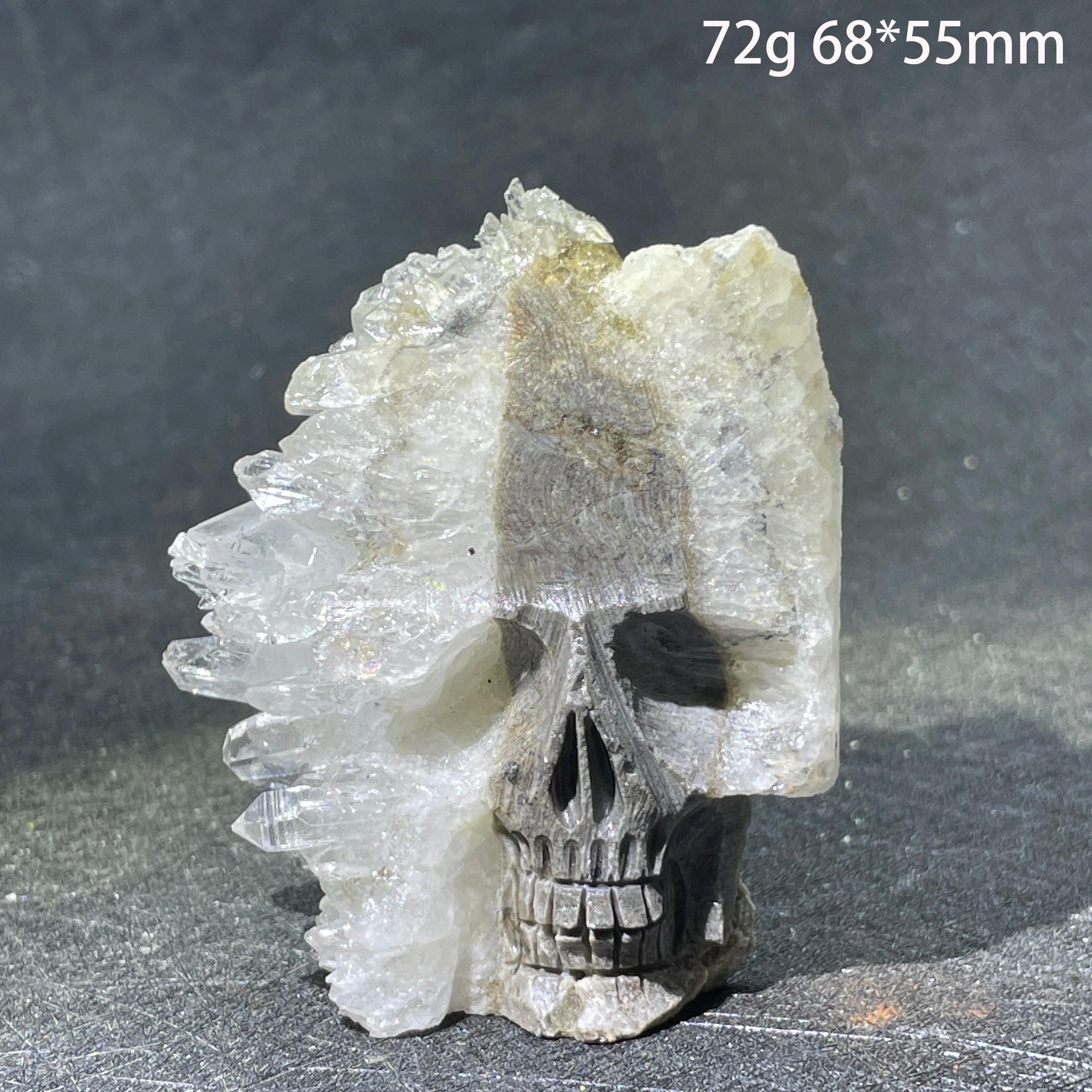 Natural Crystal Carving Skull Stone Clear Quartz Cluster Polished Rock
