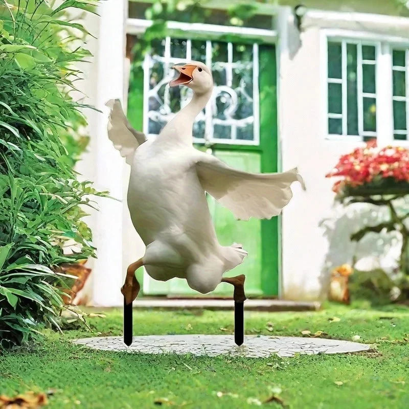 30*45cm Goose Acrylic Garden Stake Cute Goose Statue Garden Ornaments Lawn Potted Plant Decoration Flower Pot Embellishment