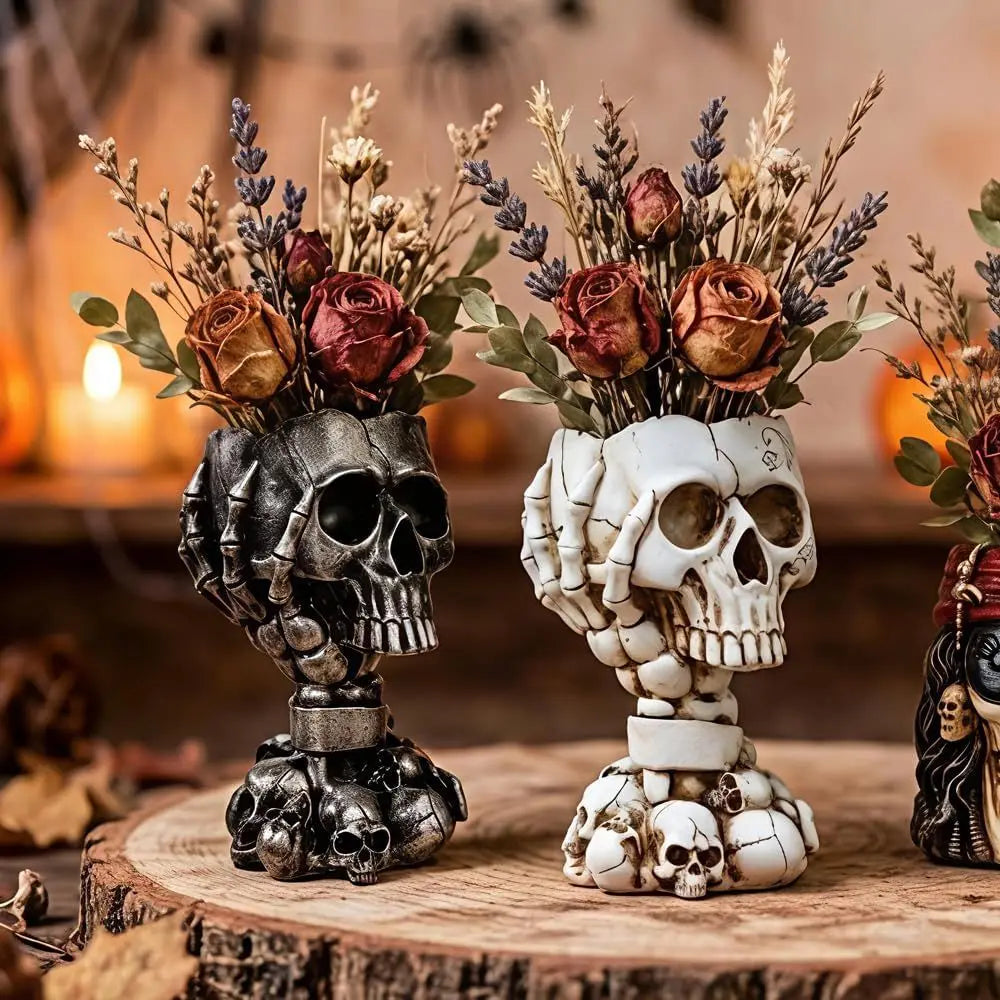 Skull Planter, Gothic Planters for Halloween Decorations Indoor/Outdoor Plants, Goth Flower Pots, Plant Pots, Skull Flower Pot