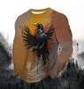 Men's Fashion Printed Round Neck Long Sleeve Party Autumn Sports Leisure Pullover Men 3D Flying Eagle Printed Loose Sports Top