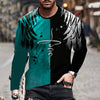 Fashion Jesus Cross Pattern T Shirt For Men 3D Lion Print Long Sleeve T-shirt Hip Hop Trend Vintage Clothes Oversized Cotton Top