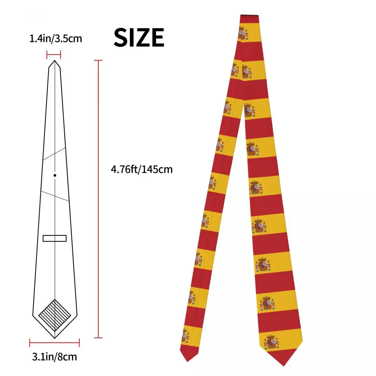Spanish Flag Neckties Unisex Polyester 8 cm Neck Tie for Men Skinny Wide Accessories Gravatas Office