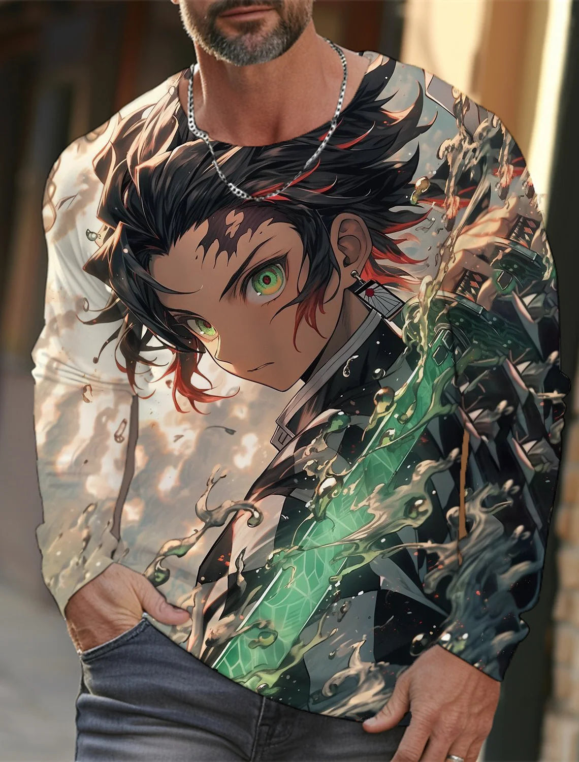 Men's long-sleeved T-shirt 3D printing anime printing men's long-sleeved T-shirt autumn tops HD pattern printing T-shirt