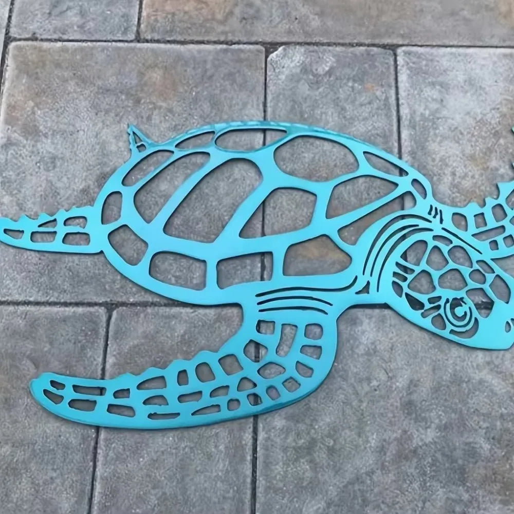 Sophisticated Metal Sea Turtle Decor Piece – Beach Themed Wall Art for Kitchen, Bathroom, and Living Quarters. Perfect
