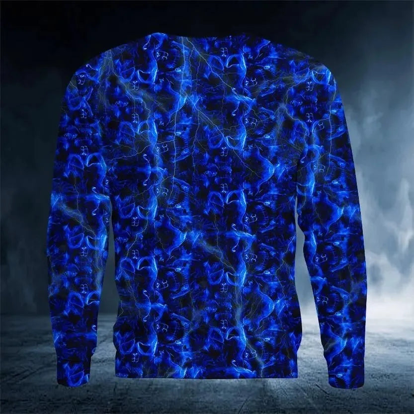 2023 New Men's Autumn Round Neck Long Sleeve T-shirt =Retro Skull 3D Pattern Print T Shirts Casual Fashion Tops Men Clothing