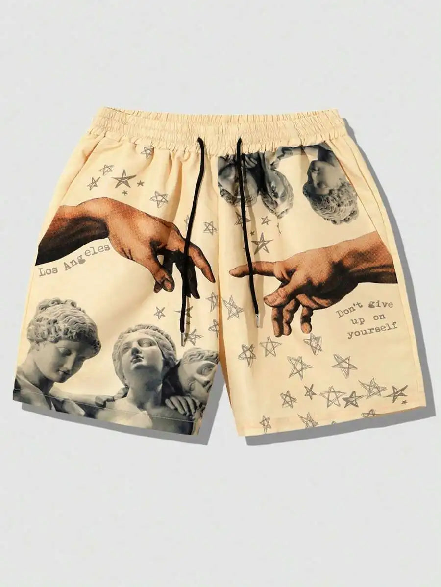 New Men's Summer Shorts Loose Luxury Shorts 3D Printing Casual Sculpture Print Harajuku Shorts Sports Quick Drying Shorts