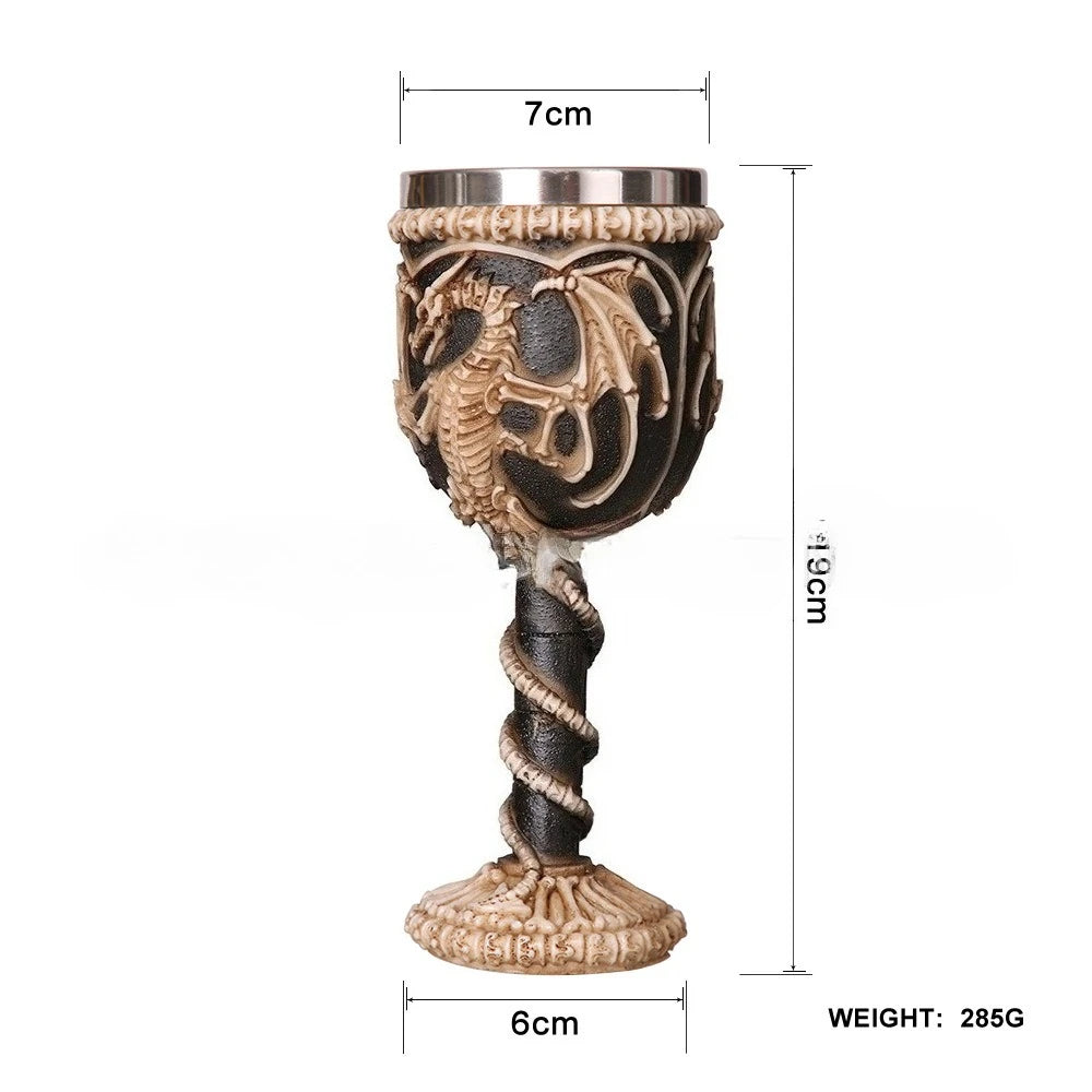 High-footed Cup Gift Resin Skull Cup, Creative 3D Stereoscopic Wolf Head Stainless Steel Decorative Cup