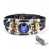 Twelve Constellations Luminous Leather Bracelet Retro Multi-layer Beaded Leather Bracelet Jewelry Gifts for Men Women Couples