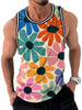 Vintage Rainbow Flowers 3D Print Tank Top Men Women Vacation Party Fashion Casual Y2k Clothing Oversized Sleeveless T-shirt Vest