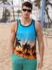 Summer Tank Top Men's Hawaii Beach Casual Clothing Quick Drying Silk Fit Sleeveless Shirt Mens Fashionable Body-Shaping Tank Top