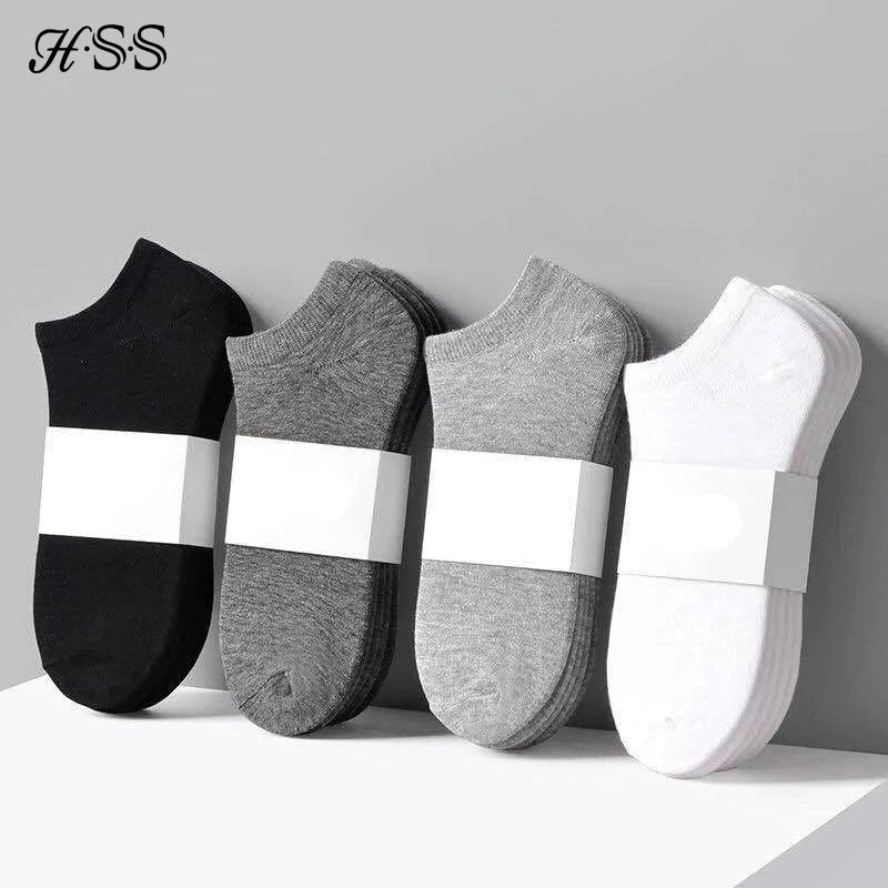 5 pairs/Lot Men's Socks Casual Boat Socks Black Business Socks Solid Color Breathable Comfortable High Quality Ankle Socks 38-44