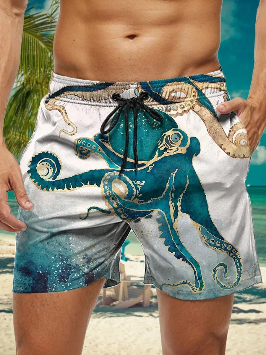 Men's Hawaiian Swim Trunks 3D Floral Print Beach Shorts Quick Dry Outdoor Leisure Sports Shorts Swimwear Fashion Men's Shorts