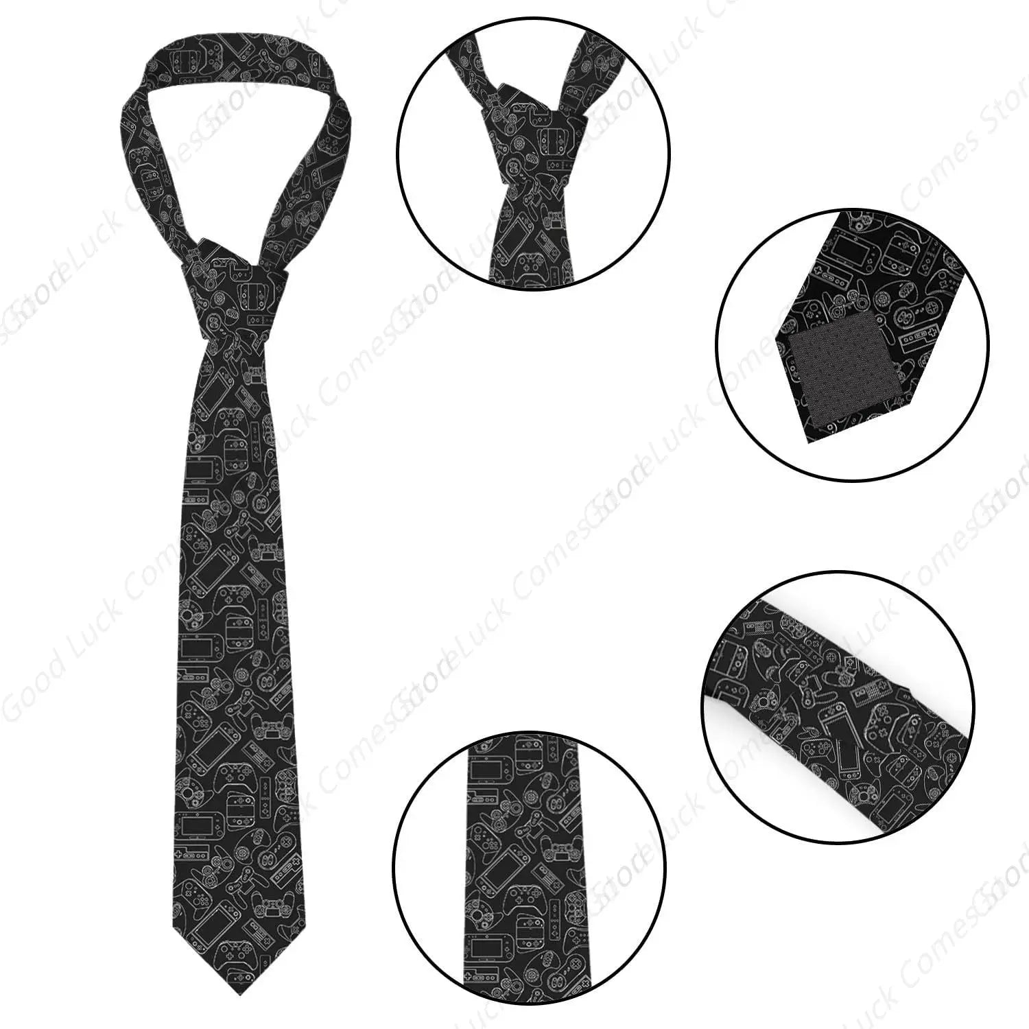 Video Game Controller Black Men's Tie Necktie Formal Business Suit for Men Wedding Groom Groomsmen Boyfriend