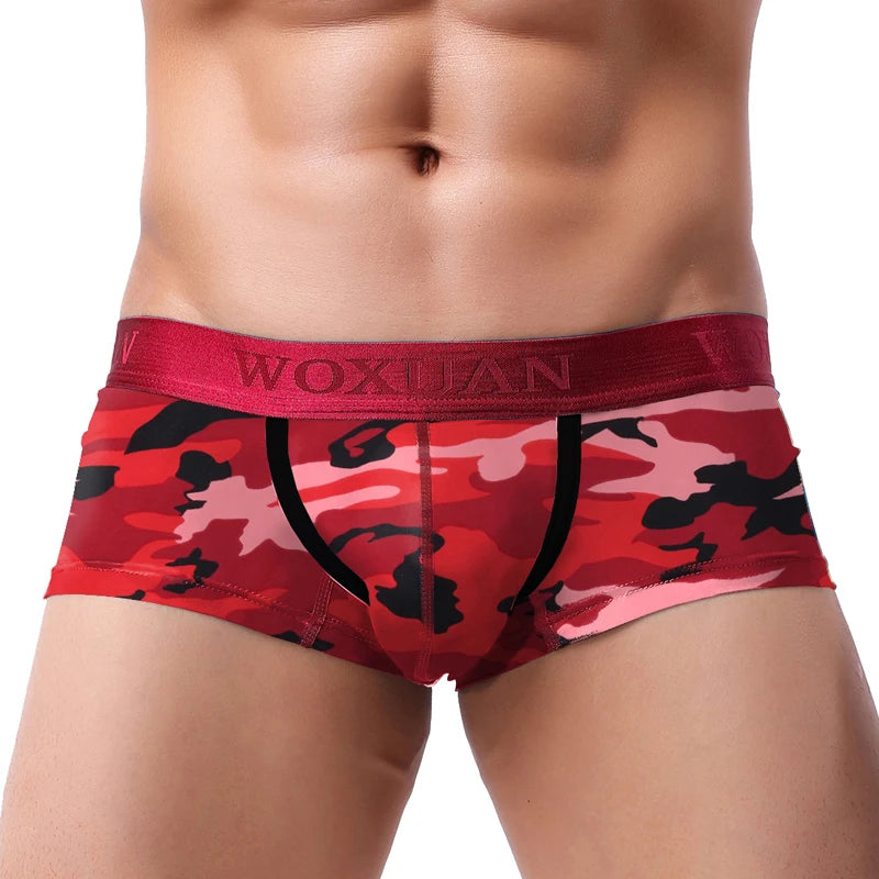 1PCS New Brand Male Panties Breathable Boxers Cotton Men Underwear U convex pouch Sexy Underpants Printed leaves Homewear Shorts