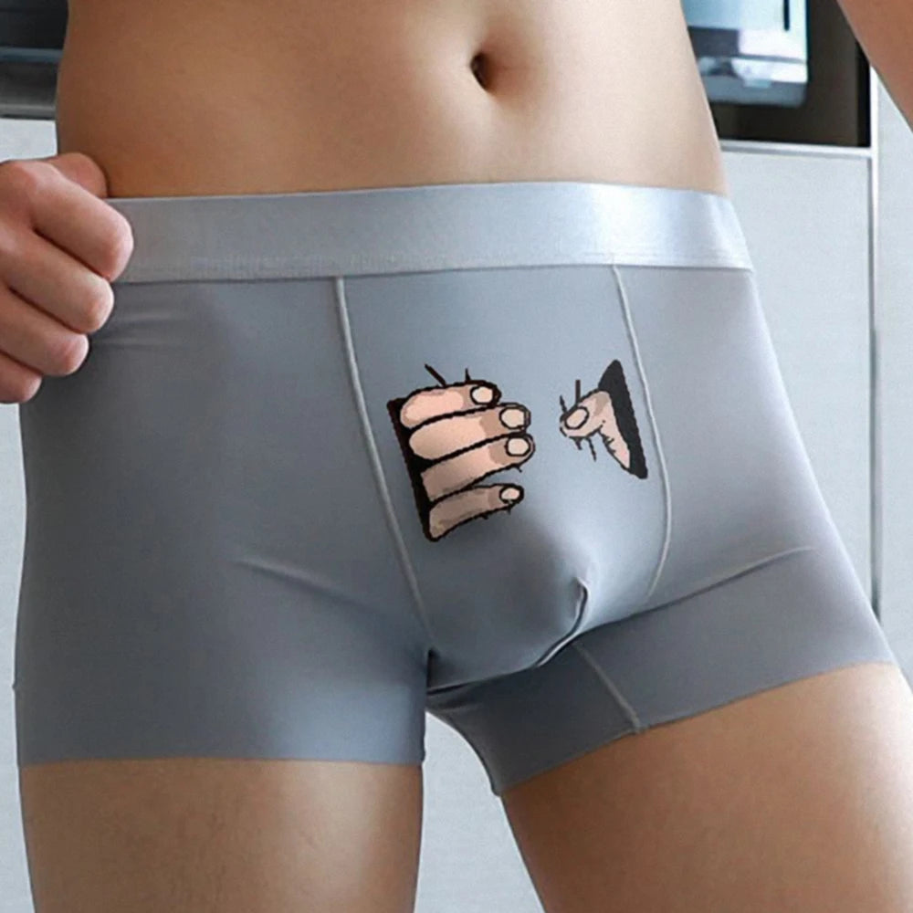 Men Silk Underwear Cartoon Boxer Mens Boxers Creative Funny