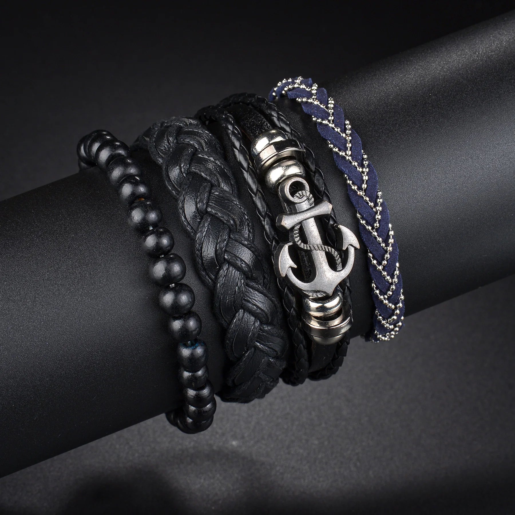 MeMolissa New Fashion Braided Wrap Leather Bracelets for Men High Quality Vintage Charm Wood Beads Ethnic Tribal Wristbands