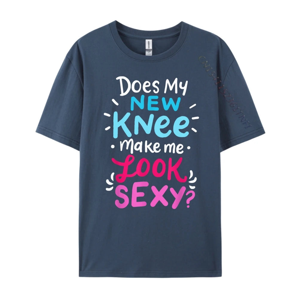 My New Knee Gift Funny Knee Replacement Surgery Joke Black Graphic Tees Men's Clothing Easter Sunday