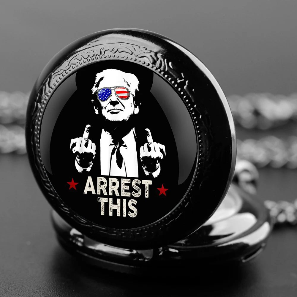 Trump Victory Pendant Quartz Pocket Watch Souvenir