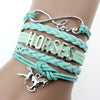 Helpushine Handmade Leather Horse Pendant Bracelet Fashionable Trendy Bracelet for Women and Girls