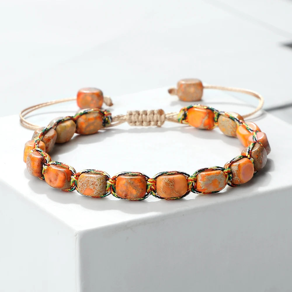 Bohemian Imperial Stone Beaded Bracelet Handmade  Braided String Bangles Friendship Jewelry Gift Vintage Design Strand Bracelets
