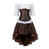 Steampunk Gothic Corset Dress Vintage Faux Leather Corset Renaissance Blouse Asymmetrical Floral Skirt Cosplay Pirate Costumes