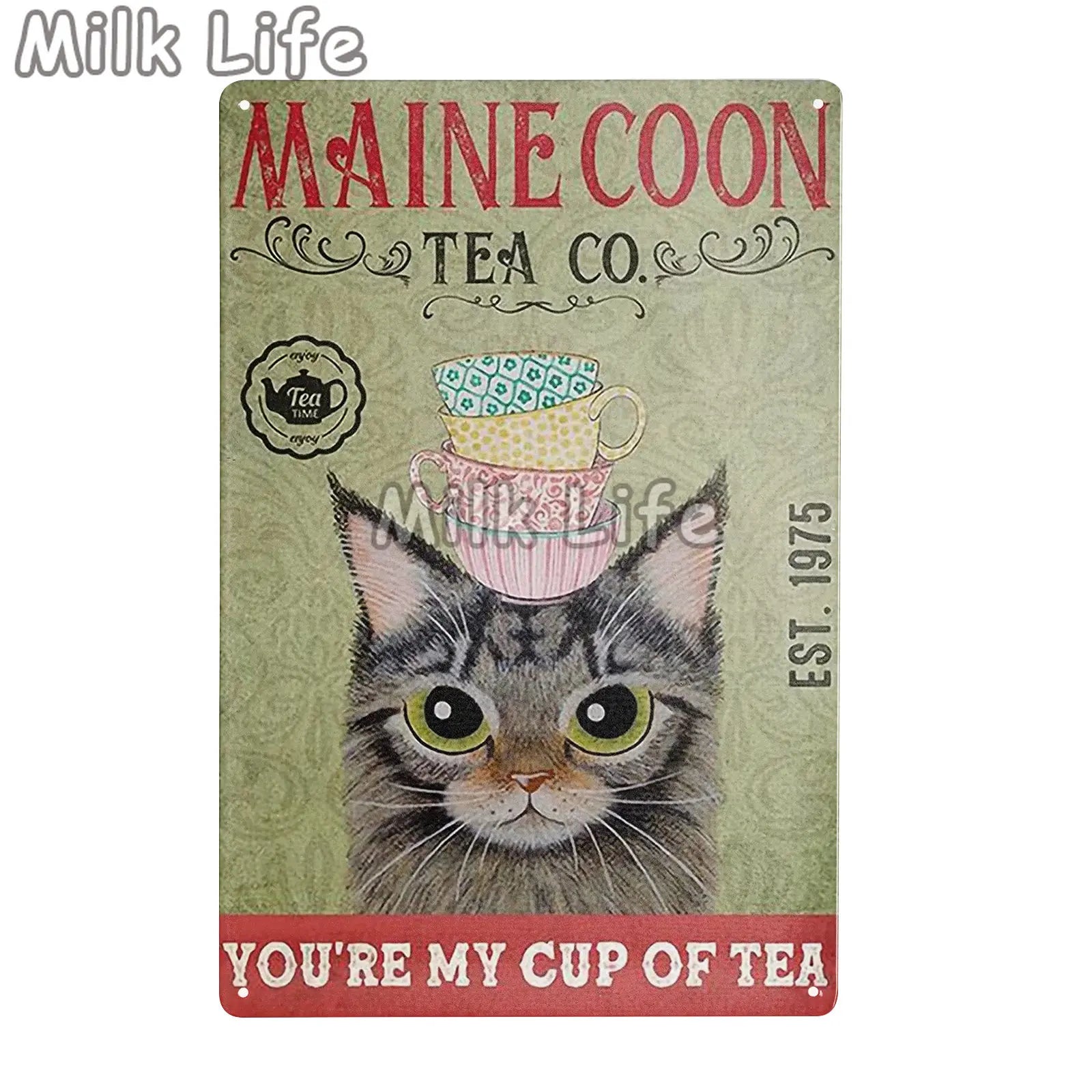 Maine Coon Cat Cafe Decoration Wall Crafts Metal Plaque Poster Decoration Wall Mural Plaques Tin Sign Posters Art Wall Decor