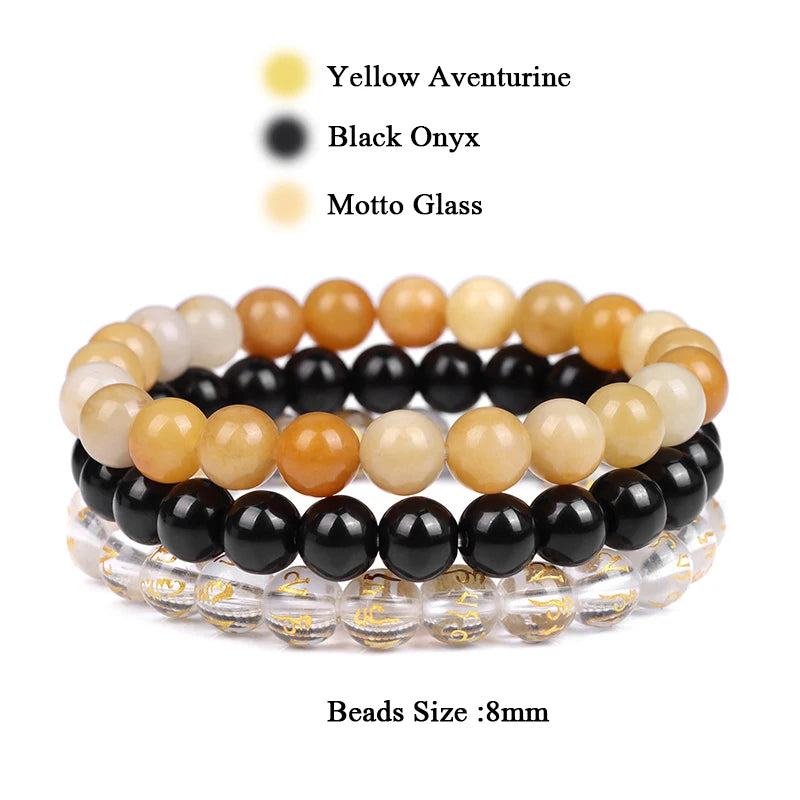 3Pcs/set 8mm Natural Stone Beads Bracelet Set Pink Zebra Rhodonite Moonstone Agates Hematite Bracelets For Women Men Jewelry