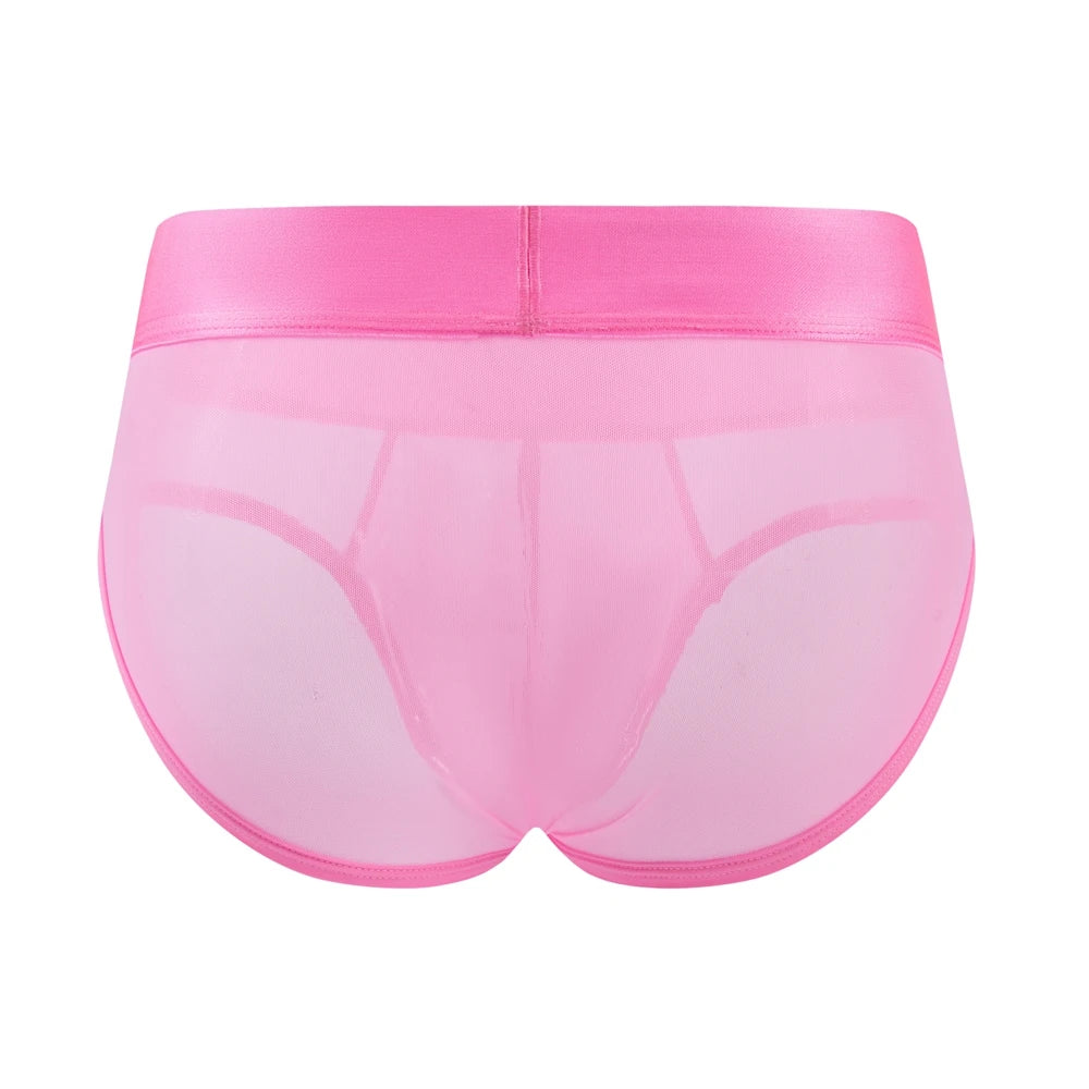 Breathable Mens Slip Bikini Jockstrap Briefs  Mens Panties Sexy Transparent Mesh Ice Silk Men Underwear Sissy Men Underpants