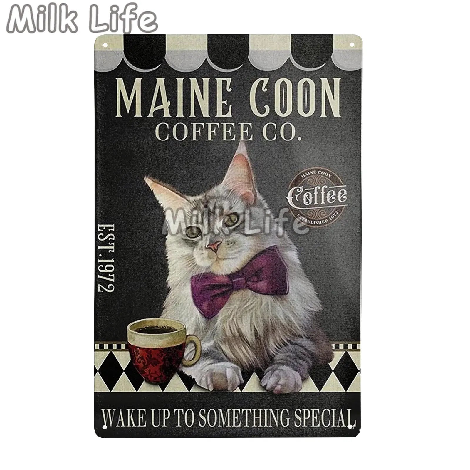 Maine Coon Cat Cafe Decoration Wall Crafts Metal Plaque Poster Decoration Wall Mural Plaques Tin Sign Posters Art Wall Decor