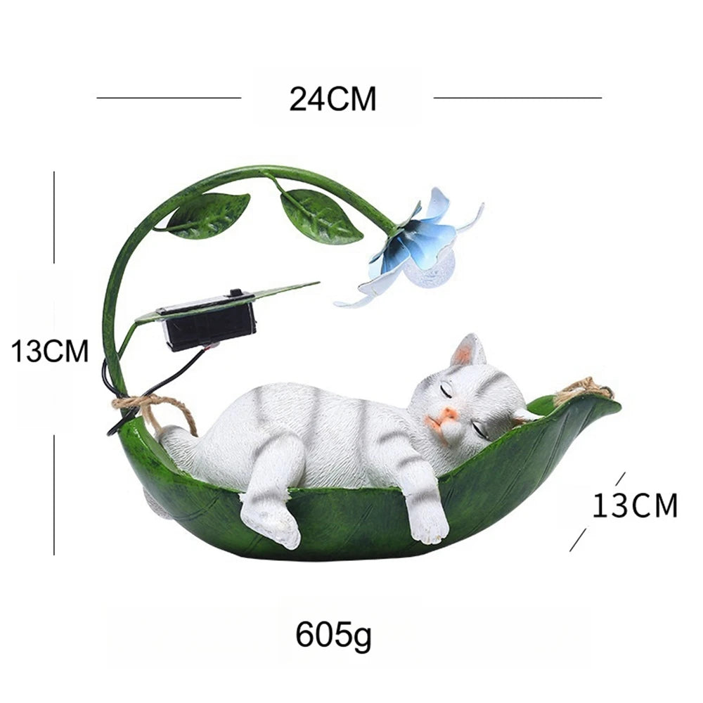 New Swinging Resin Cat Craft Garden Solar Animal Squirrel Statue Ornament Light Tree Hanging Garden Resin Decoration
