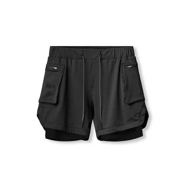 2025 Sport Shorts Men Sportswear Double-deck Running Shorts 2 In 1 Beach Bottoms Summer Gym Fitness Training Jogging Short Pants