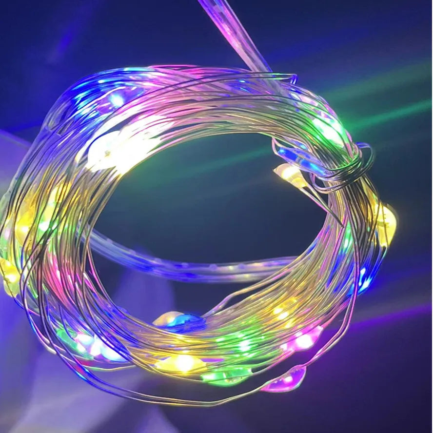 1/5/20M USB LED String Lights Copper Silver Wire Garland Light Waterproof Fairy Lights For Christmas Wedding Party Decoration