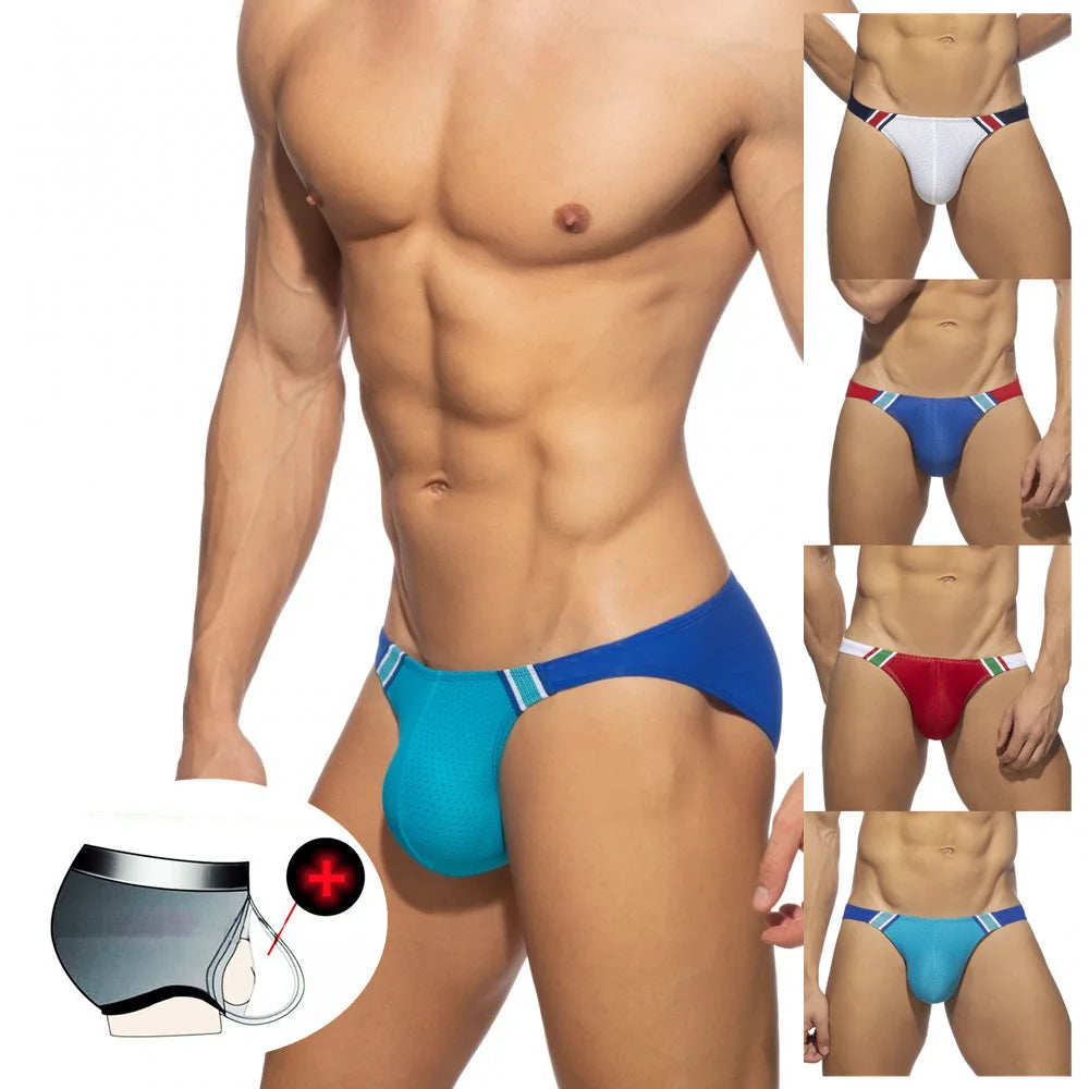 2025 new men's swimming trunks color matching mesh swimming trunks low waist cup swimming trunks beach shorts BS426